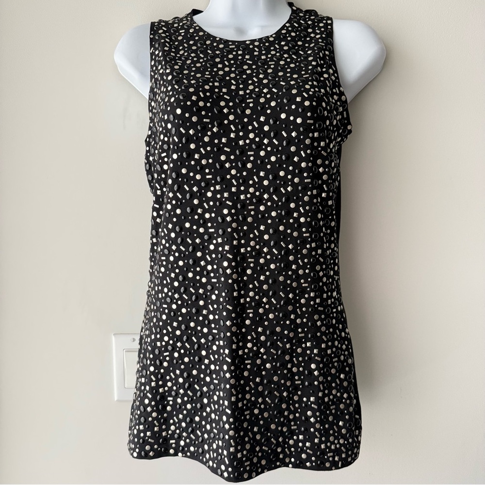 St John Studded Top Size 2 Black Knit Luxury